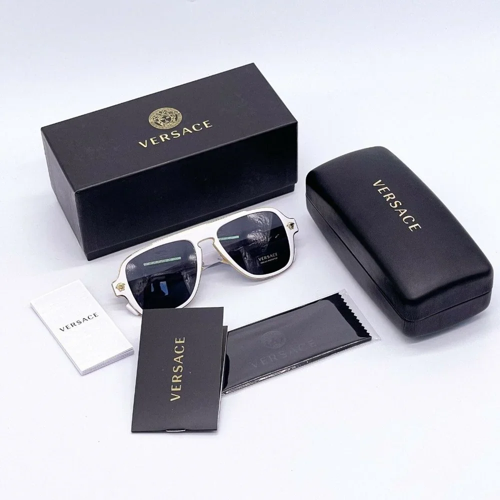 Sale Versace White 56mm Unisex Sunglasses